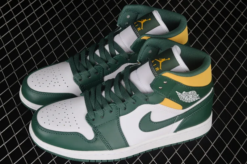 All categories Air Jordan Jordan series basketball shoes Air Jordan 1 Mid G version pure original Air Jordan 1 Mid "Green Yellow" AJ Joe 1 white green yellow Seattle Supersonics 554724-371